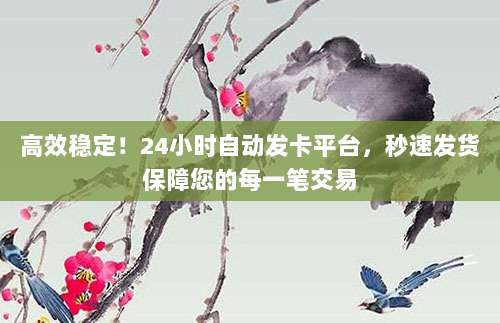 高效稳定！24小时自动发卡平台，秒速发货保障您的每一笔交易