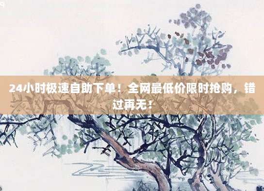 24小时极速自助下单！全网最低价限时抢购，错过再无！