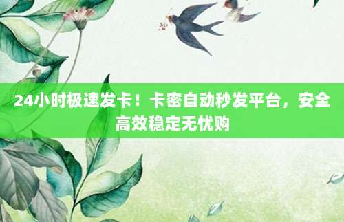 24小时极速发卡！卡密自动秒发平台，安全高效稳定无忧购