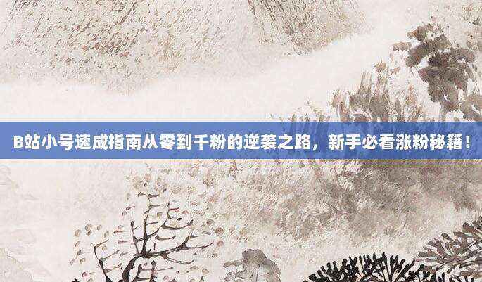 B站小号速成指南从零到千粉的逆袭之路，新手必看涨粉秘籍！