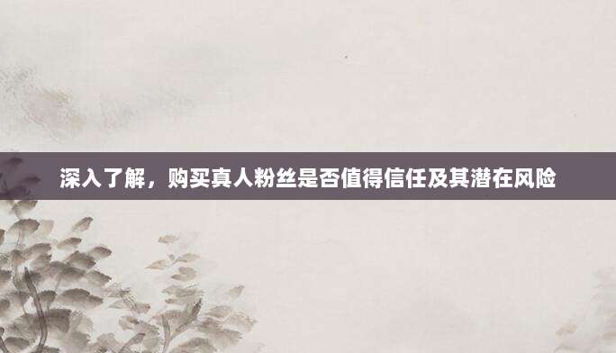 深入了解，购买真人粉丝是否值得信任及其潜在风险