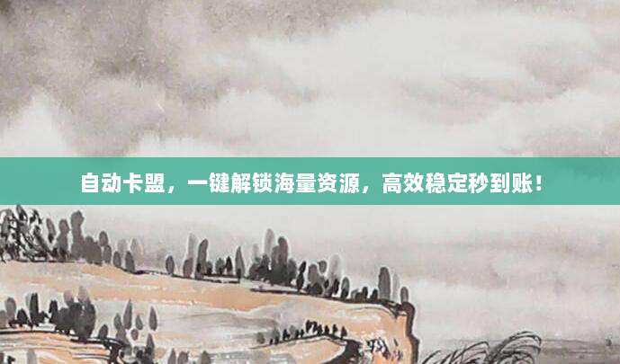 自动卡盟，一键解锁海量资源，高效稳定秒到账！