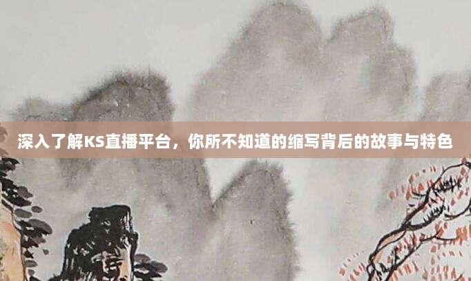 深入了解KS直播平台，你所不知道的缩写背后的故事与特色