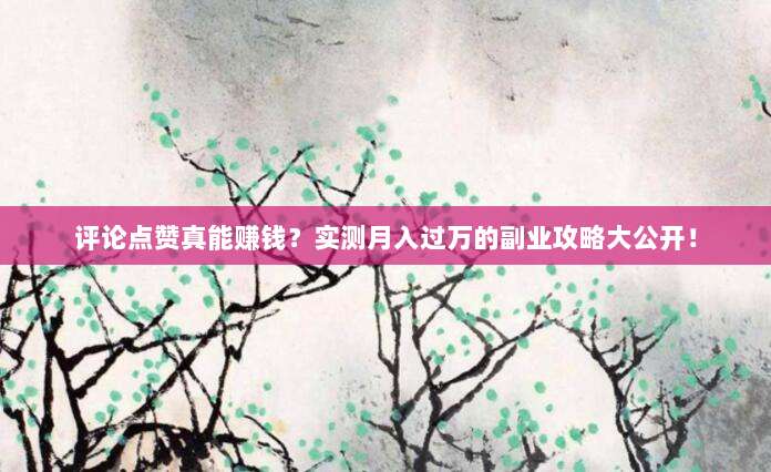 评论点赞真能赚钱？实测月入过万的副业攻略大公开！