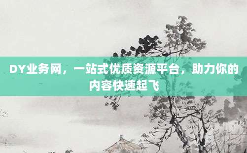 DY业务网,一站式优质资源平台,助力你的内容快速起飞