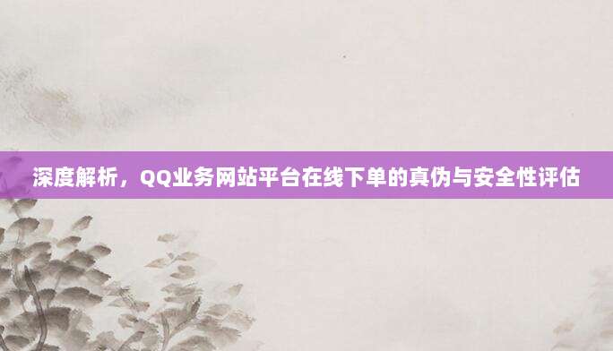 深度解析，QQ业务网站平台在线下单的真伪与安全性评估
