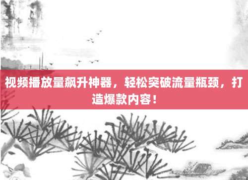 视频播放量飙升神器，轻松突破流量瓶颈，打造爆款内容！