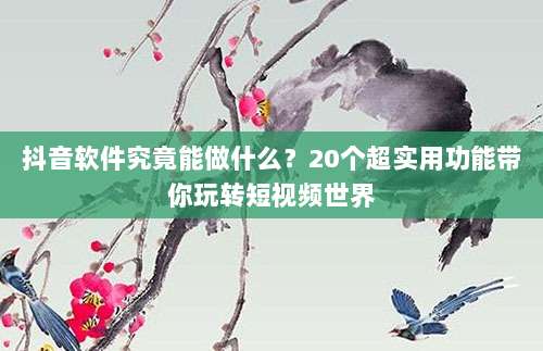 抖音软件究竟能做什么？20个超实用功能带你玩转短视频世界