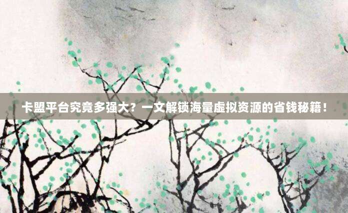 卡盟平台究竟多强大？一文解锁海量虚拟资源的省钱秘籍！