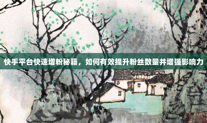 快手平台快速增粉秘籍，如何有效提升粉丝数量并增强影响力