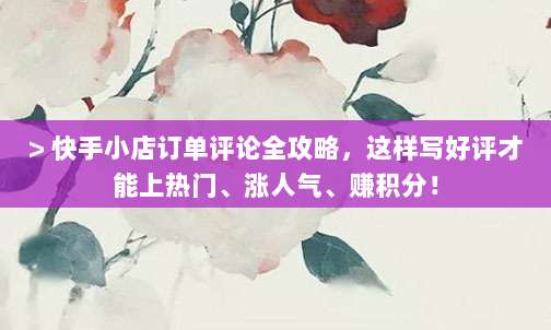 > 快手小店订单评论全攻略，这样写好评才能上热门、涨人气、赚积分！