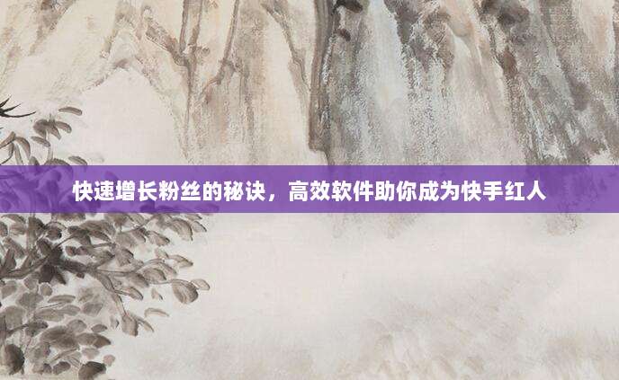 快速增长粉丝的秘诀，高效软件助你成为快手红人