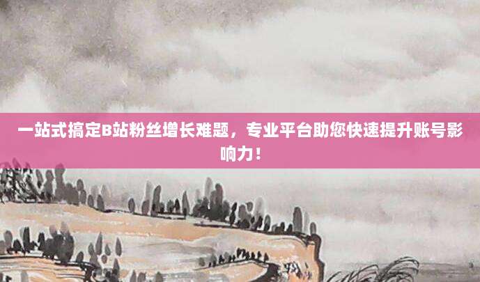 一站式搞定B站粉丝增长难题，专业平台助您快速提升账号影响力！